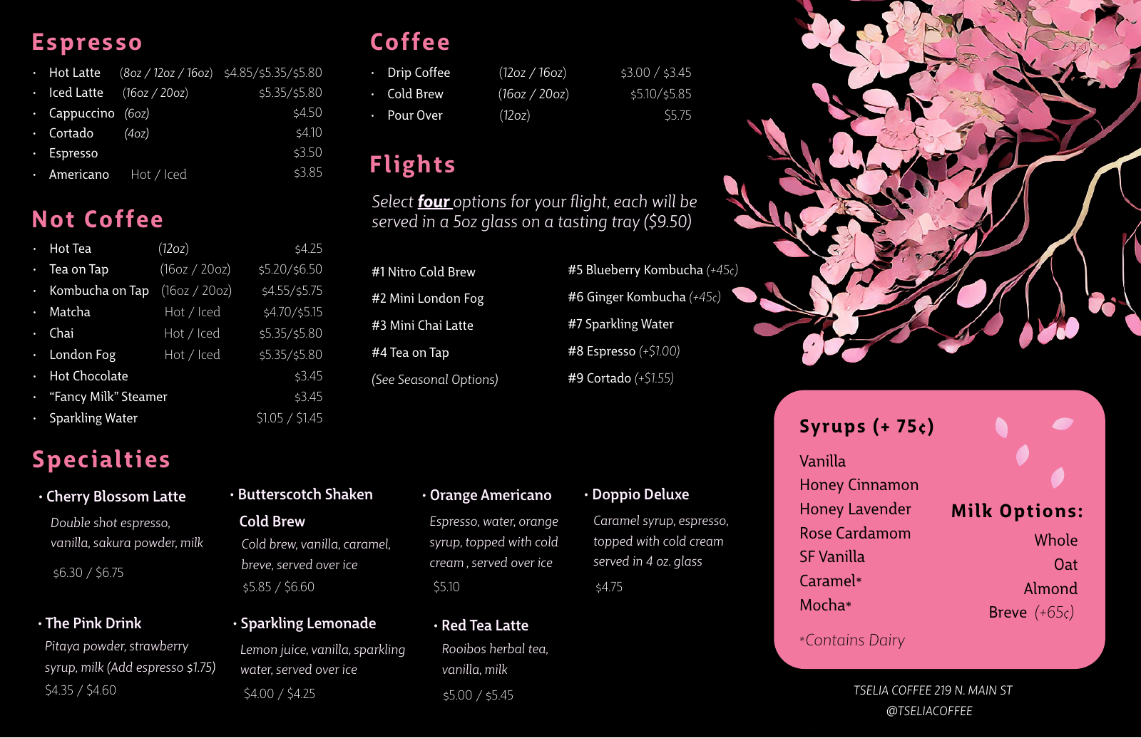 Menu, page 1 of 2